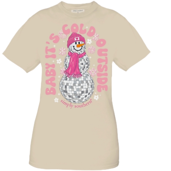 NWT Simply Southern Baby It's Cold Outside Snowman Tshirt - Picture 2 of 5